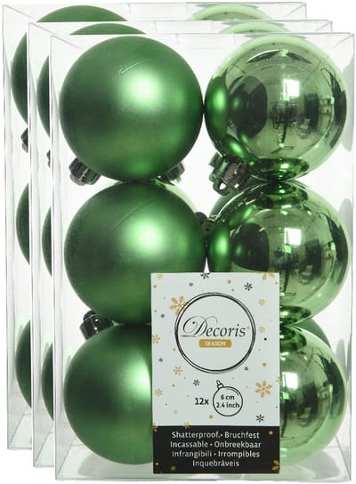 Decoris kerstballen - 36x st - groen - D6 cm - kunststof - kerstversiering - onbreekbare kerstballen