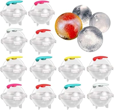 12 stuks ronde ijsblokjesvormen vormen grote bolvorm, gin & tonic ijsballen, van siliconen en plastic, ijsblokjesmakers en bar-party keuken, doe-het-zelf ijsvormen, willekeurige kleur