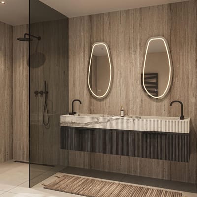 HIPP Design Phantom Organische LED spiegel - 45 x 90 cm - Directe en Indirecte LED - Spiegelverwarming - Kleurenwissel - Touch Dimmer
