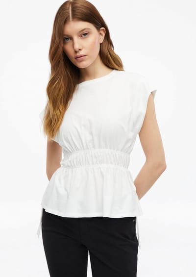 Dunne Mouwloze T-shirt van Jersey met Ronde Hals en Trekkoord Dames s.Oliver
