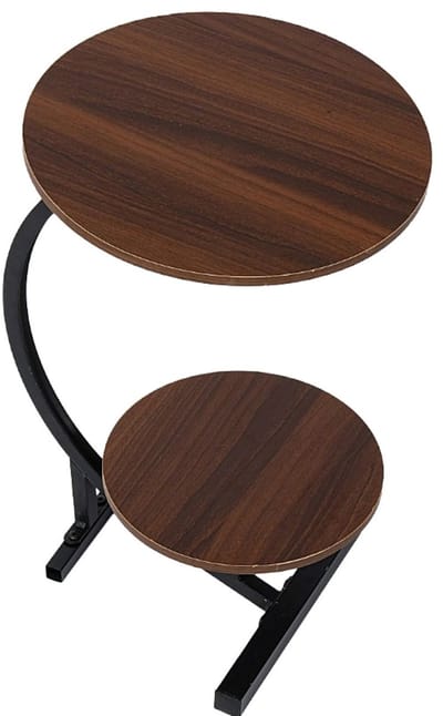 Ceruzo Bijzettafel – Rond Dubbel Tafelblad – Zwart Bruin – H63 cm – Koffietafel -Banktafel
