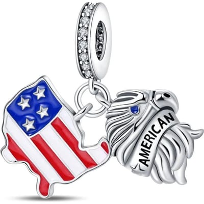 Composants de Perles Charms Authentiques Originaux Métal Cuivre Plaqué Animal Américain Aigle Composants de Perles Compatibles Avec Bracelet Bijoux Fins Haute Qualité blanc