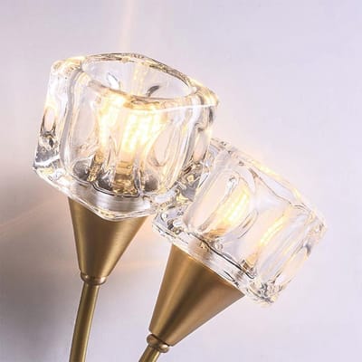Moderne 2-Licht Wandkandelaar - Midden-eeuwse Wandlamp met Vierkante Glas Schaduw - Perfect voor Woonkamer en Slaapkamer