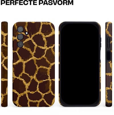 Casetastic hoesje geschikt voor Samsung Galaxy A15 5G / Samsung Galaxy A15 4G - Dubbellaagse bescherming - Afrikaanse Giraffenprint - Fashion Case - Zwart Bruin Goud Olijfgroen