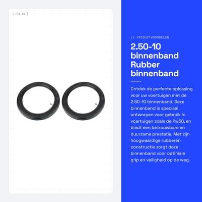 Dailygoods- Binnenband 2,50-10 - Rubber - Geschikt voor PW50 - Duurzaam - Slijtvast - Eenvoudig te installeren - Slang