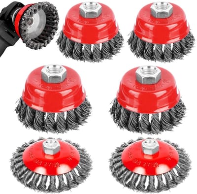 Draadborstel Set - Haakse Slijper Borstels - Onkruid Verwijderen - Hoogwaardig Koolstofstaal - M14 75-100mm - Rood