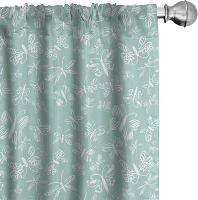 ABAKUHAUS Vlinder gordijnen – 2x75x225 cm – Licht zeegroen/Wit