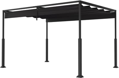 ACXIN Pergola - Metalen Pergola - Waterdicht & Winterbestendig - 3x4 m - Schuifdak & Zonbescherming - Zwart