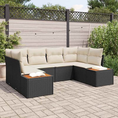 vidaXL - Tuinbank - Set - 6 - st - 6-Aantal - zitplaatsen - Zwart - en - Crème
