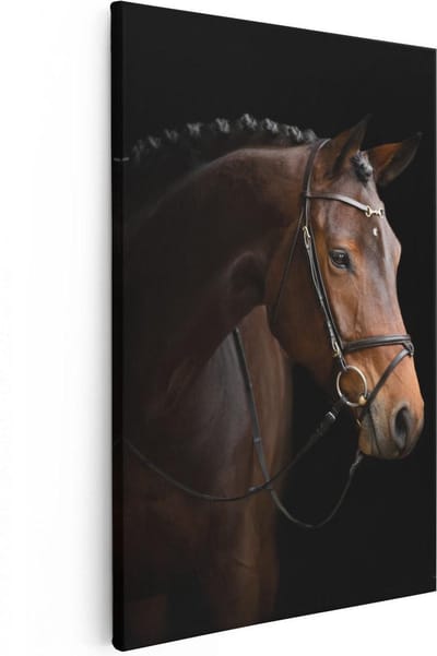 Artaza Canvas Schilderij Dierenkop - 20x30 cm - Klein - Wanddecoratie Paard - Muurdecoratie Woonkamer - Kamer Accessoires