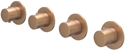 IVY Bond Afbouwdeel Inbouwthermostaat met 3 Stopkranen Symmetry met Ronde Rozetten - Geborsteld Mat Koper PVD