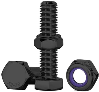 Set Zeskantschroeven en Zelfborgende Moeren M8 Roestvrij Staal A2 (10 Stuks)