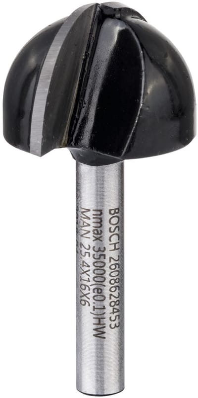 Bosch Accessories 2608628453 Halfrondprofielfrees Hardmetaal Ronde boog Lengte 49 mm Afmeting, Ø 25.4 mm Werklengte 15.60 mm Schachtdiameter 6 mm