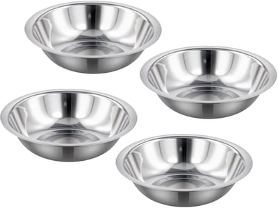 Dailygoods- Mengkom 4 Stuks - Roestvrij Staal - 19,5 x 5,7 cm - Duurzaam - Keuken - Geschikt voor Mixen en Serveren - Keukenkom