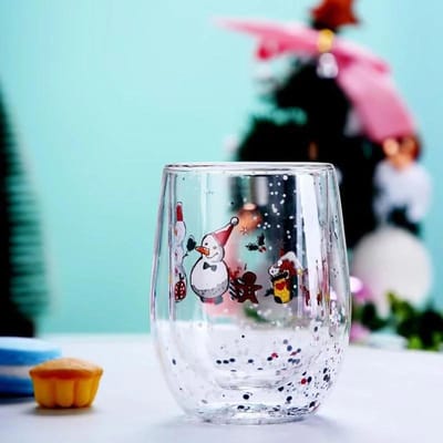 Kerst Dubbelwandig Glazen Kopje Hittebestendig Waterkopje Kerstboom Sneeuwpop Patroon Sap Thee Melk Koffiemok Kerstcadeau 300ML