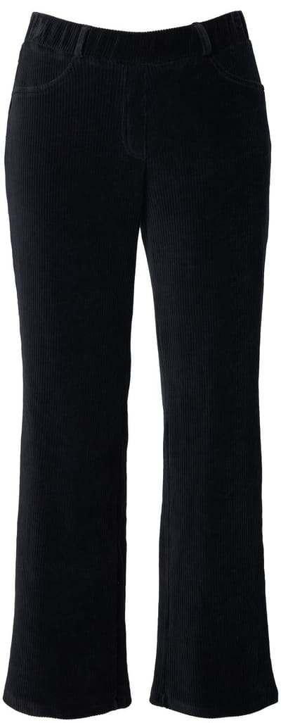 Ulla Popken - Dames - Corduroy instapbroek Mary elastische tailleband - Zwart - Maat 50