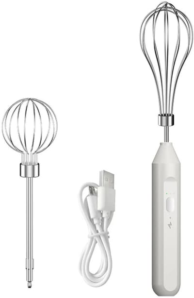 Elektrische staafmixer, drie snelheidsstanden, oplaadbare snoerloze staafmixer, draagbare mini-mixer, geschikt om mee te koken - wit