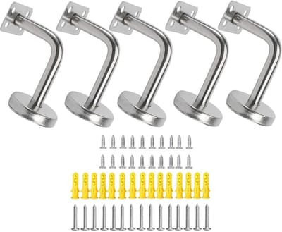 5 stuks roestvrijstalen leuningdragers voor wandbevestiging – 60 x 80 mm