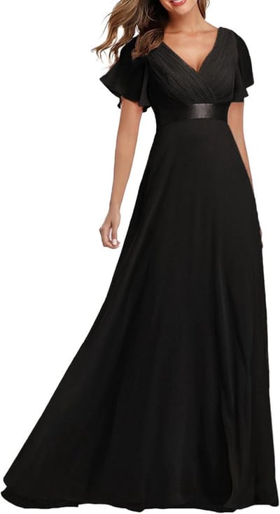 Elegante Avondjurk met V-Hals en Grijper voor Dames - Chiffon A-lijn Bruidsmeisjesjurk