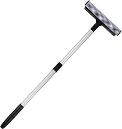 Raamwisser met steel - Glasreiniger uittrekbaar - Ruiten schoonmaken - 2-in-1 borstel functie - Telescopisch - Zwart
