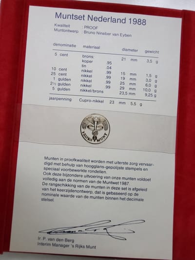 Muntset Nederland 1988 kwaliteit proof incl penning Groningen
