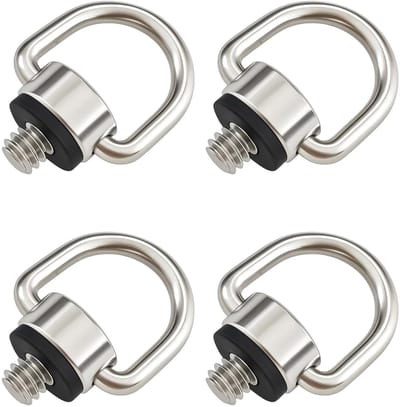 D-ring camerariemen schroeven - Snelbevestiging schroeven - Camera bevestigen - Universele 1/4 inch aansluiting - 4 stuks - Zilver