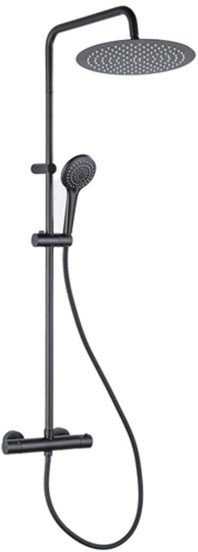 FugaFlow Efficiente Sobrado regendouche met thermostaat hoofddouche 30cm handdouche 3 standen zwart 110cm