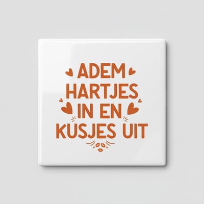 Adem Hartjes In en Kusjes Uit Tegel 15x15 cm – Romantische Nederlandse Tekst Keramische Decoratieve Tegel