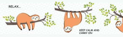 Dieren patroon behang Profhome 403751-GU zelfklevende luiaard behangrand licht gestructureerd met dieren patroon mat oranje groen bruin grijs 0,75 m2