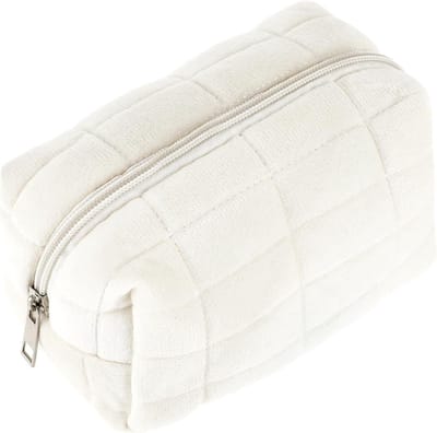 Make-up Organizer voor Reizen - Cosmetica Tas voor Toilettas en Huidverzorging - Fluffy Wallet voor Vrouwen en Meisjes in Wit