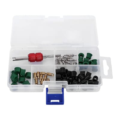 Dailygoody - 71 Pcs A/C Reparatie Gereedschap - Universele AC-manometer - Slijtvast en Corrosiebestendig - 10 Pcs Ventielkernen - 50 Pcs Tuyau Jo