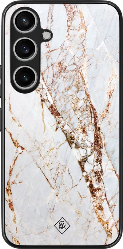 Casimoda® hoesje - Geschikt voor Samsung Galaxy A35 5G - Marmer Goud - Zwart TPU Backcover - Marmer - Goudkleurig