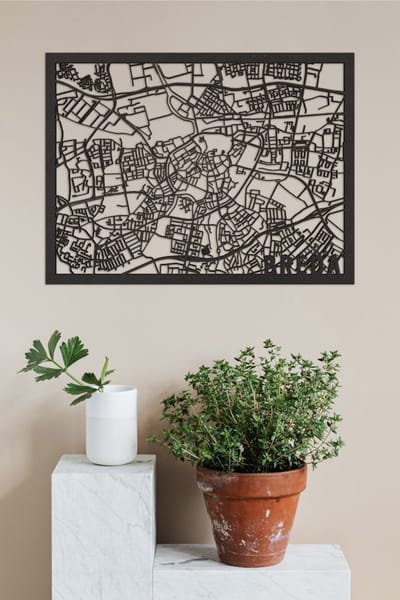 Houten Stadskaart Breda Zwart Mdf 100x75cm Wanddecoratie Voor Aan De Muur City Shapes