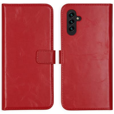 Selencia Hoesje - Geschikt voor Samsung Galaxy A13 (5G) / A04s - Echt Lederen Bookcase - Rood