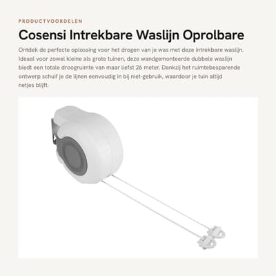 Dailygoods- Waslijn Uittrekbaar - Wanddroogrek - 2x 13 Meter - Duurzaam - Ruimtebesparend - Eenvoudig te Installeren - Drooglijn