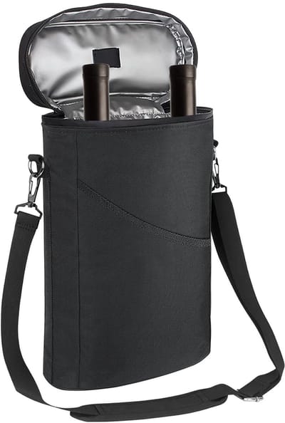Dailygoods- Wijnkoeltas Geïsoleerd - Flessentas voor 2 flessen - Koeltas - Draagbare Wijnkoeltas - Verstelbare Schouderriem - Effectieve Isolatie