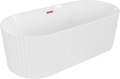 Mexen Paola vrijstaande gegroefde badkuip 170 x 80 , wit glans, overloop roségoud - 52721708000-60