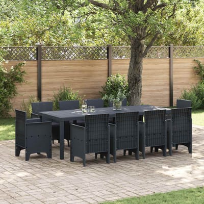 vidaXL - Tuin - Eettafel - Set - 11 - st - Antraciet - Polypropyleen