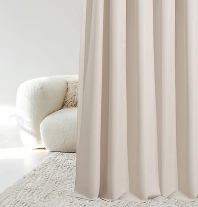 Modern Verduisterend Gordijn met Zilveren Ringen - Lichtbeige, 140 x 250 cm - Schuifgordijn voor Woonkamer en Slaapkamer
