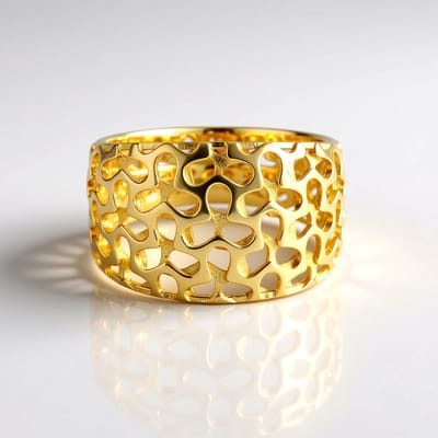 Cavill - Zilveren ring dames 925 Sterling zilver verguld - brede moderne opengewerkte ring met filigrain luxe stijl - Ring 20x20 mm
