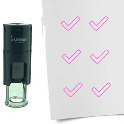 CombiCraft Stempel Open vinkje 10mm rond - Roze inkt