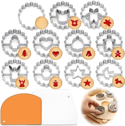 Dailygoods- Koekjesvormpjes Set van 13 - Kerstthema - Roestvrij Staal - Taartschrapers - Diverse Vormen - Premium Kwaliteit - Koekjesuitsteekvormpjes