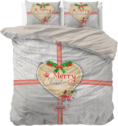Dreamhouse Merry Christmas - Kerst Dekbedovertrekset - Lits-Jumeaux - 240x200/220 + 2 kussenslopen 60x70 - Grijs