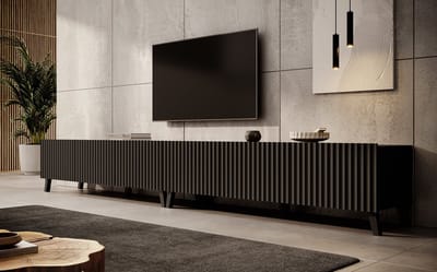 Meubella - TV-Meubel Pepinos 2 - Mat zwart - 300 cm
