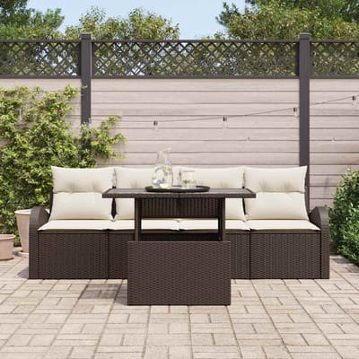 vidaXL - Tuinbank - Set - 5 - st - Bruin - Poly - rattan