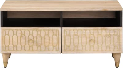 Salontafel massief hout - Koffietafel modern - Woonkamer inrichting - Unieke nerfstructuur - 80x54x40 cm - Bruin