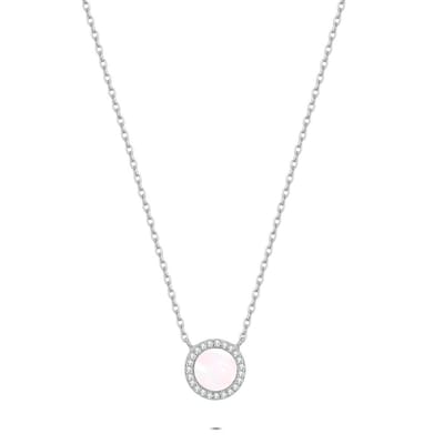 Twice As Nice Halsketting in zilverkleurig zilver, ronde hanger met parel Zilverkleurig 40cm+3cm