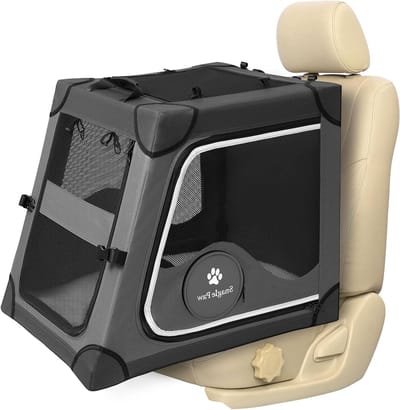 Hondenkist Achterbank - Reisbox Hond - Veilig Vervoer - Ademend Gaas - Maat M - Grijs