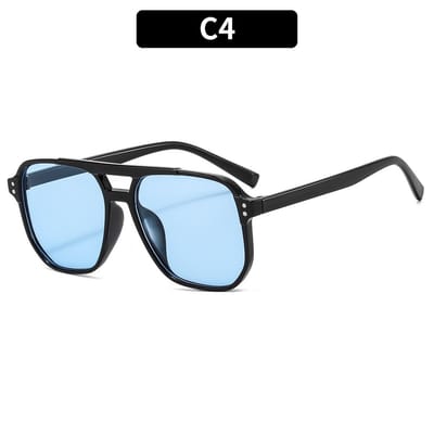 Zonnebril - Zonnebril heren - Zonnebril dames - Retro Zonnebril Met Zwart Montuur En Blauwe Glazen - Trendy Zonnebril Voor Dagelijks Gebruik