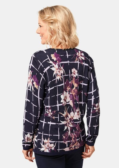 Gedessineerde pullover - marine / sering / gedess. - Gr. 19 van Goldner Fashion